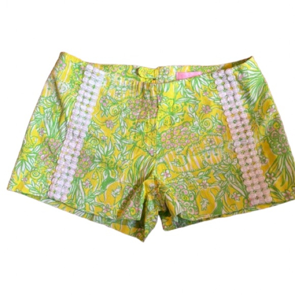 Lilly Pulitzer Women's Yellow Floral Shorts cute Size 4